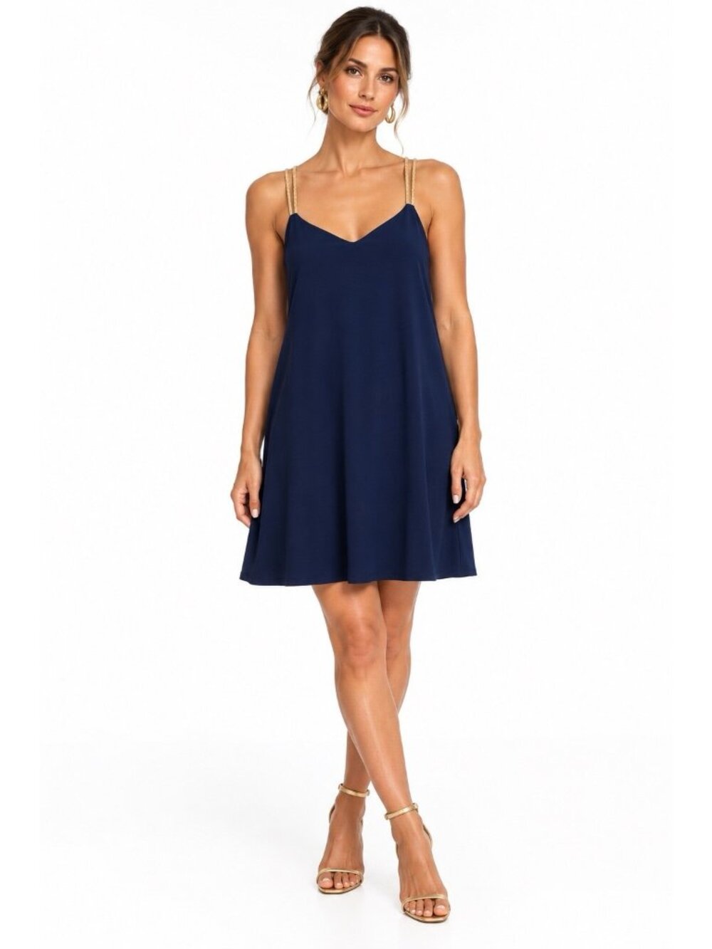 JUDE CONNALLY dress navy blue gold rope SMALL nautical resortwear country club